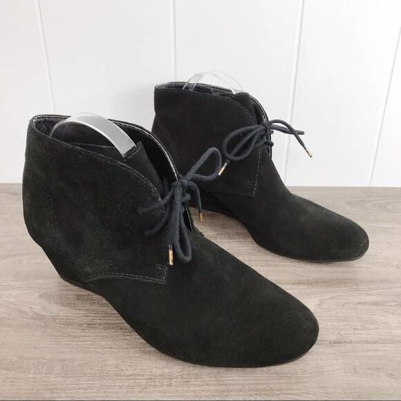 NINE WEST Black Suede Wedge Ankle Booties - Picture 5 of 15